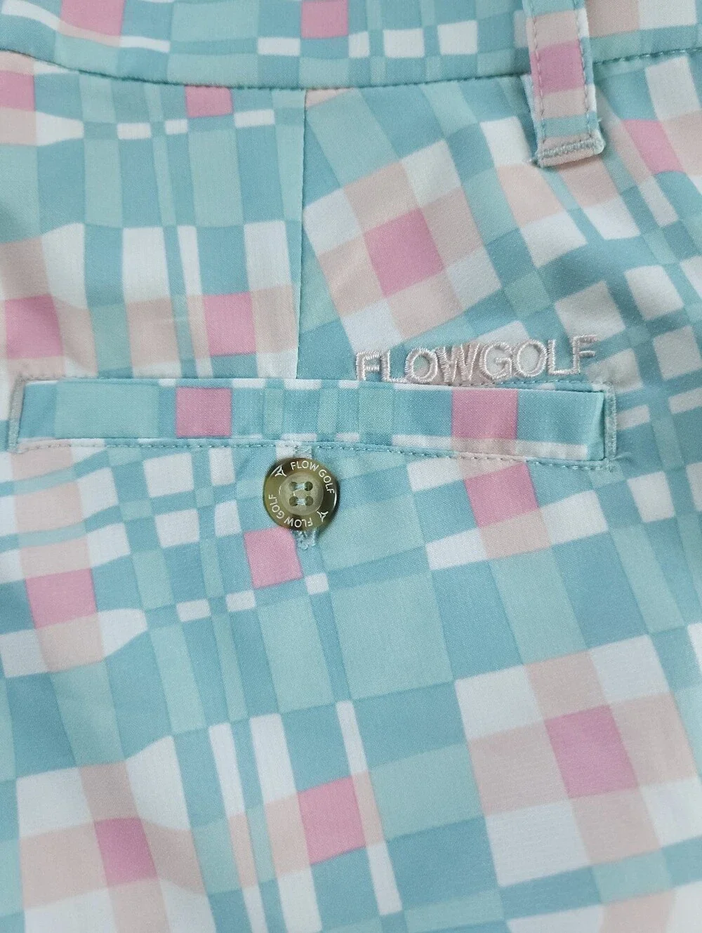 Flow Golf Pastel Plaid Golf Shorts Sz 32